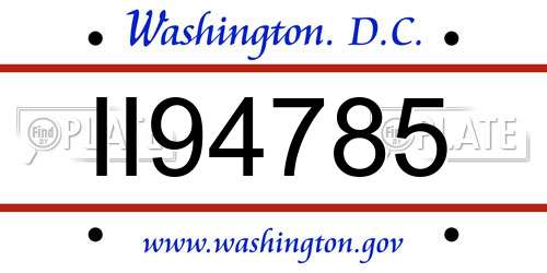 II94785 District Of Columbia License Plate