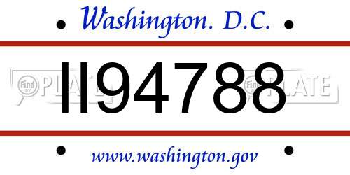II94788 District Of Columbia License Plate