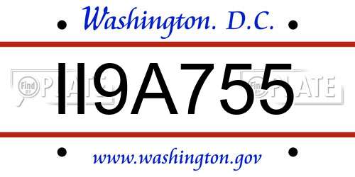 II9A755 District Of Columbia License Plate