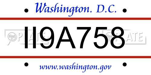 II9A758 District Of Columbia License Plate