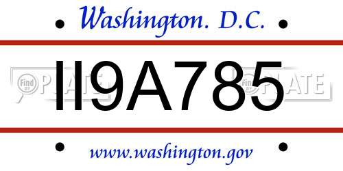 II9A785 District Of Columbia License Plate