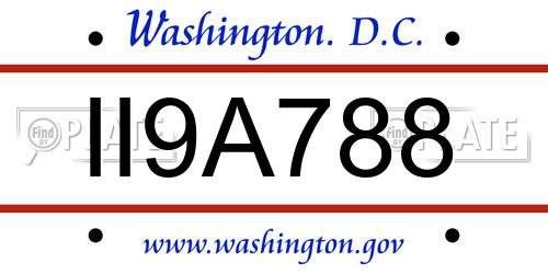 II9A788 District Of Columbia License Plate