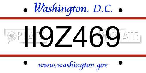 II9Z469 District Of Columbia License Plate