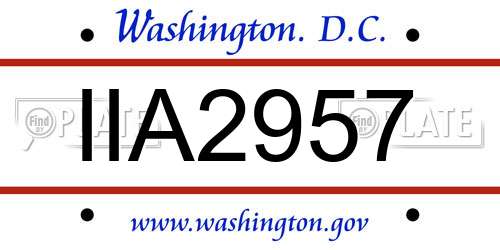 IIA2957 District Of Columbia License Plate