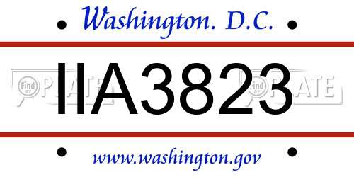 IIA3823 District Of Columbia License Plate