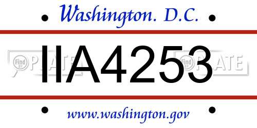 IIA4253 District Of Columbia License Plate