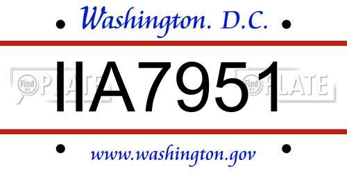 IIA7951 District Of Columbia License Plate