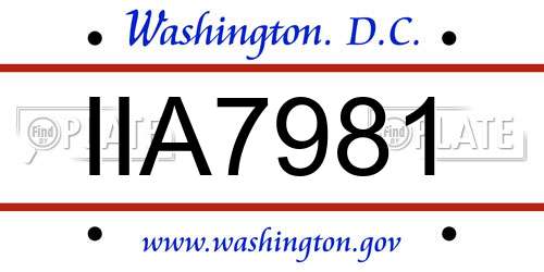 IIA7981 District Of Columbia License Plate