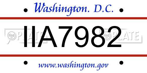 IIA7982 District Of Columbia License Plate