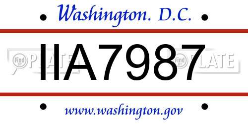 IIA7987 District Of Columbia License Plate