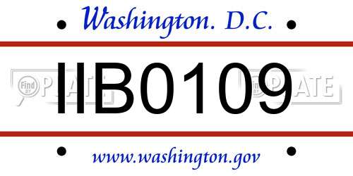 IIB0109 District Of Columbia License Plate