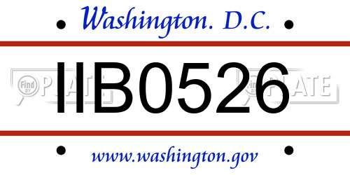 IIB0526 District Of Columbia License Plate