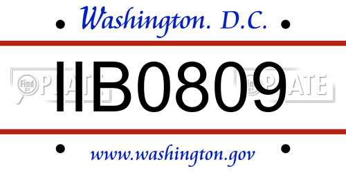 IIB0809 District Of Columbia License Plate