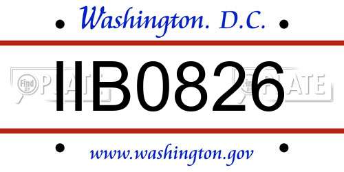 IIB0826 District Of Columbia License Plate