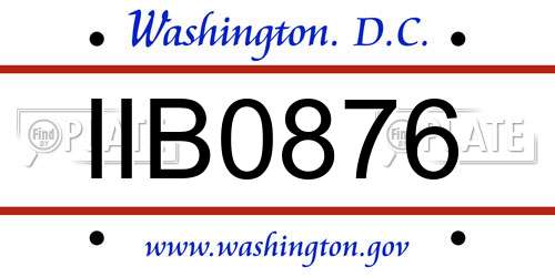 IIB0876 District Of Columbia License Plate