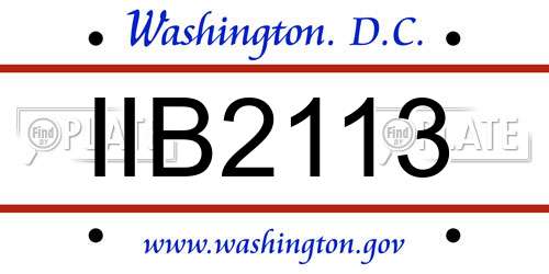 IIB2113 District Of Columbia License Plate