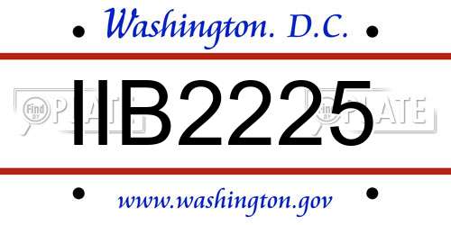 IIB2225 District Of Columbia License Plate