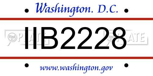 IIB2228 District Of Columbia License Plate