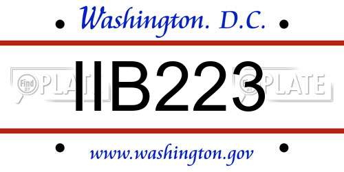 IIB223 District Of Columbia License Plate