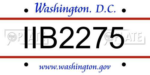 IIB2275 District Of Columbia License Plate