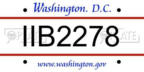IIB2278 District Of Columbia License Plate