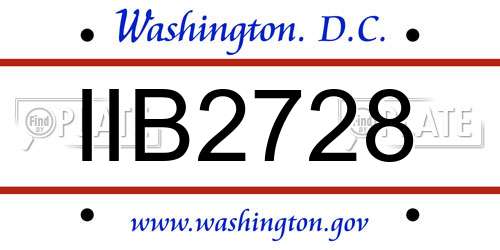 IIB2728 District Of Columbia License Plate
