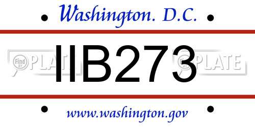 IIB273 District Of Columbia License Plate