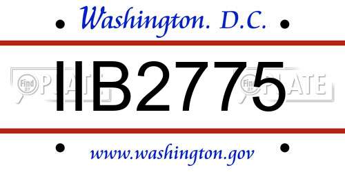 IIB2775 District Of Columbia License Plate