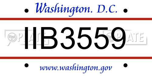 IIB3559 District Of Columbia License Plate