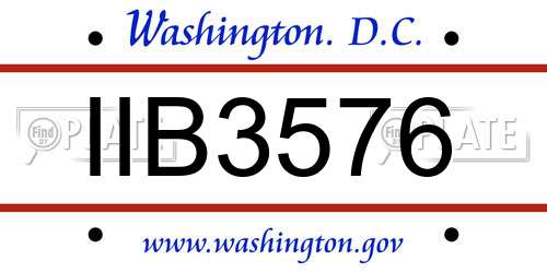 IIB3576 District Of Columbia License Plate
