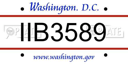IIB3589 District Of Columbia License Plate
