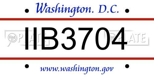 IIB3704 District Of Columbia License Plate