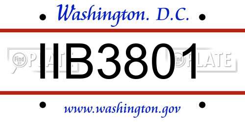 IIB3801 District Of Columbia License Plate
