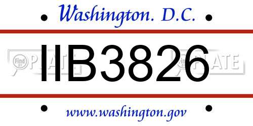 IIB3826 District Of Columbia License Plate