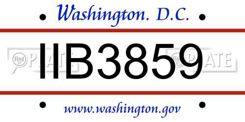 IIB3859 District Of Columbia License Plate