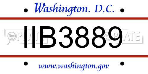 IIB3889 District Of Columbia License Plate