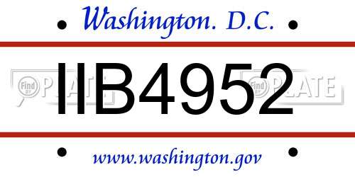 IIB4952 District Of Columbia License Plate