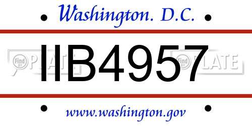 IIB4957 District Of Columbia License Plate