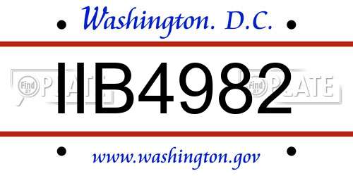 IIB4982 District Of Columbia License Plate