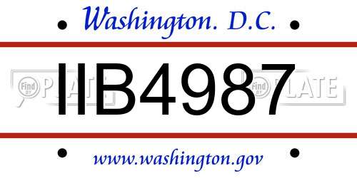 IIB4987 District Of Columbia License Plate