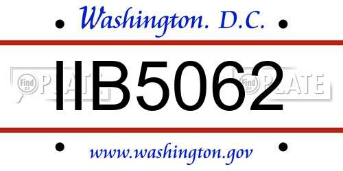 IIB5062 District Of Columbia License Plate