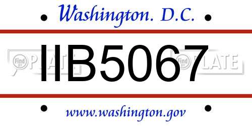 IIB5067 District Of Columbia License Plate