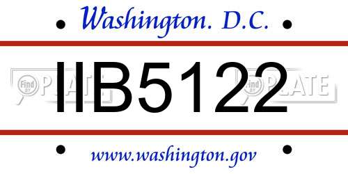 IIB5122 District Of Columbia License Plate