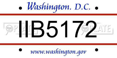 IIB5172 District Of Columbia License Plate