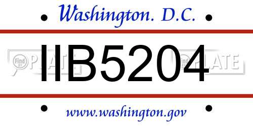 IIB5204 District Of Columbia License Plate