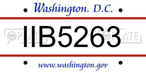 IIB5263 District Of Columbia License Plate