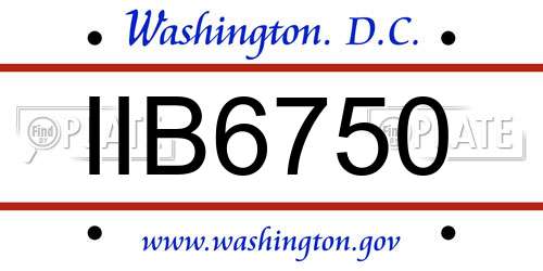 IIB6750 District Of Columbia License Plate
