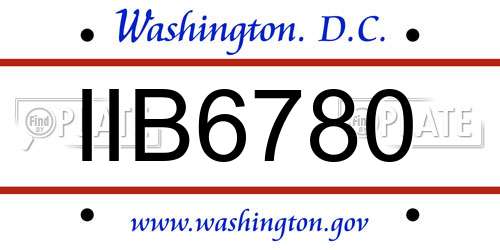 IIB6780 District Of Columbia License Plate