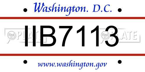 IIB7113 District Of Columbia License Plate