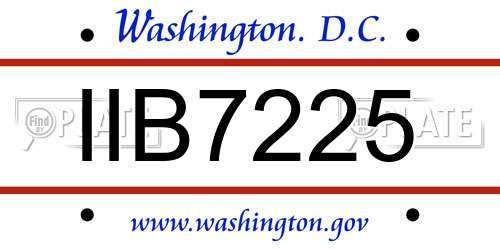 IIB7225 District Of Columbia License Plate